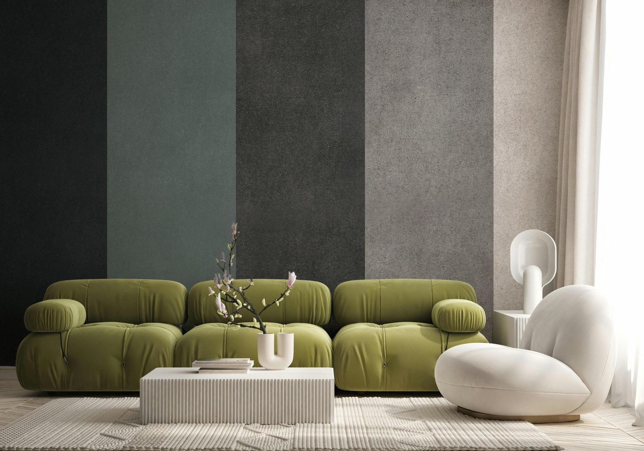 Dikey Çizgili Poster Duvar Kağıdı Gri Modern Salon Duvarı