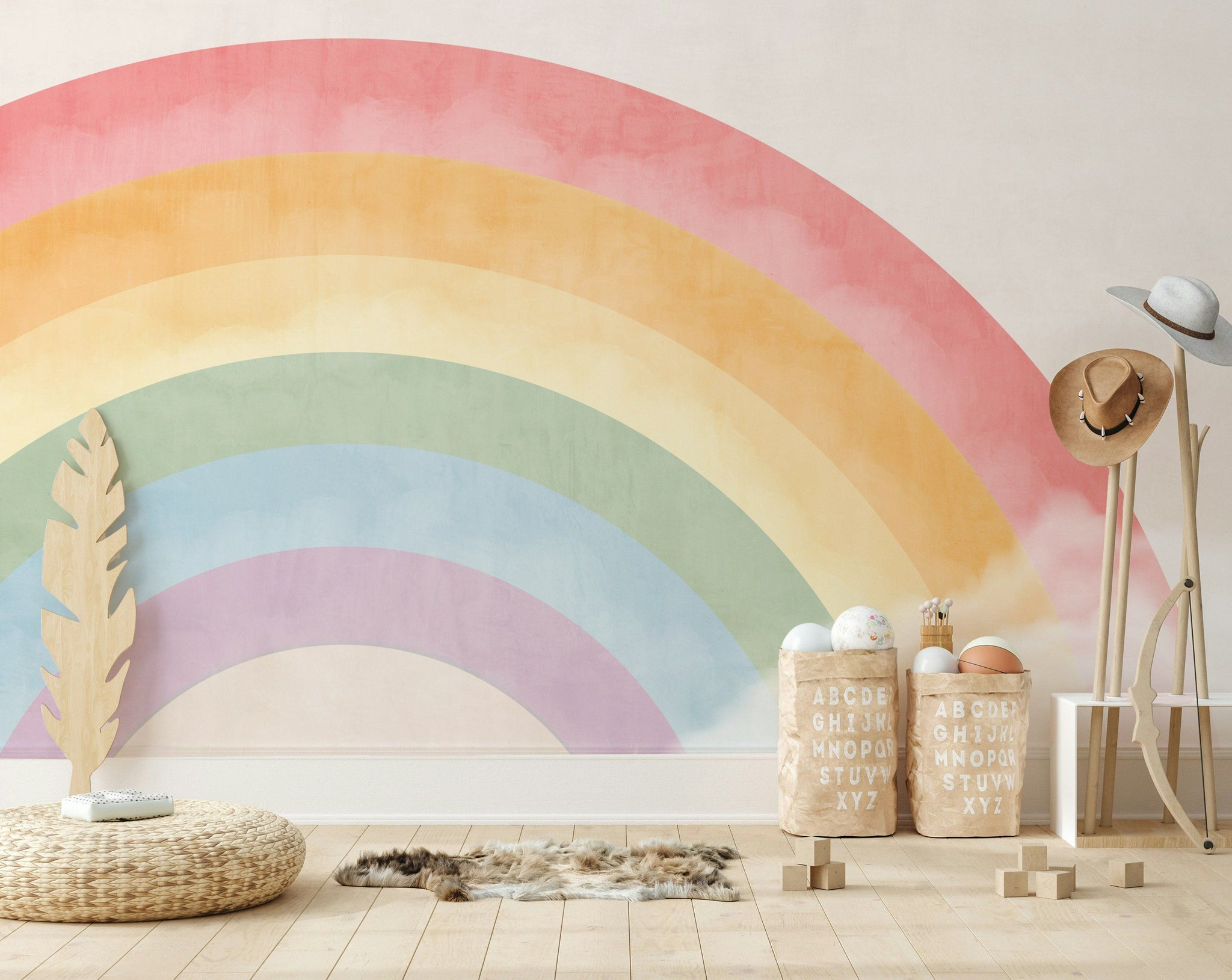 Pastel Gökkuşağı Poster Duvar Kağıdı Çocuk Odası Duvar Dekoru