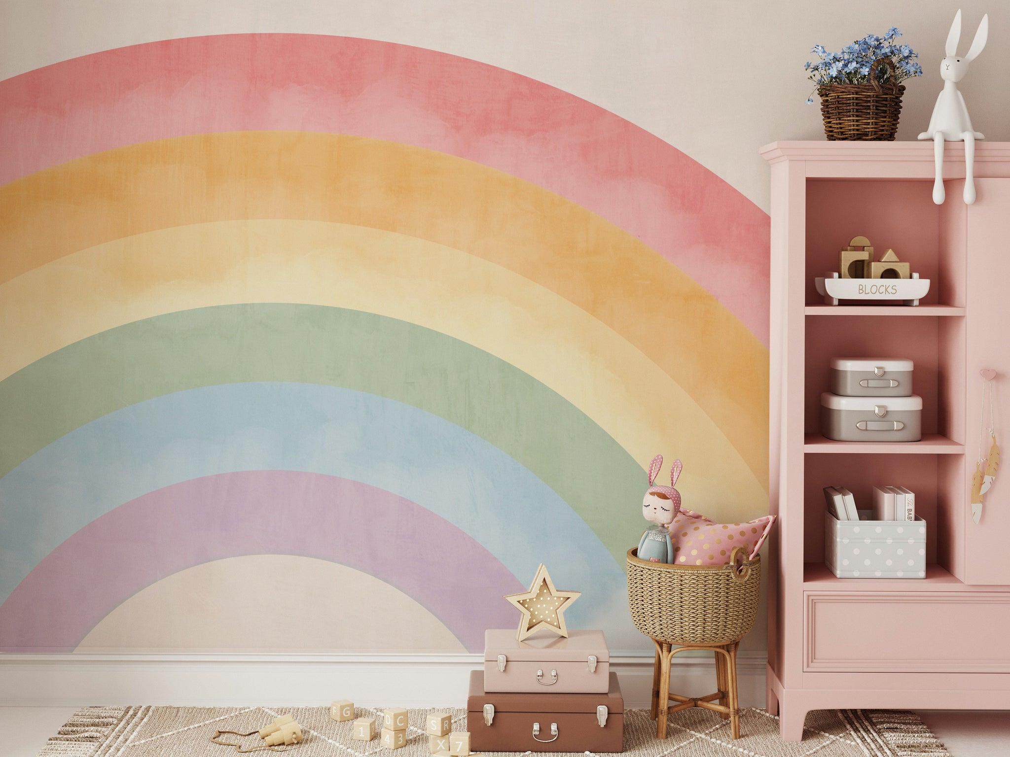Pastel Gökkuşağı Poster Duvar Kağıdı Çocuk Odası Duvar Dekoru