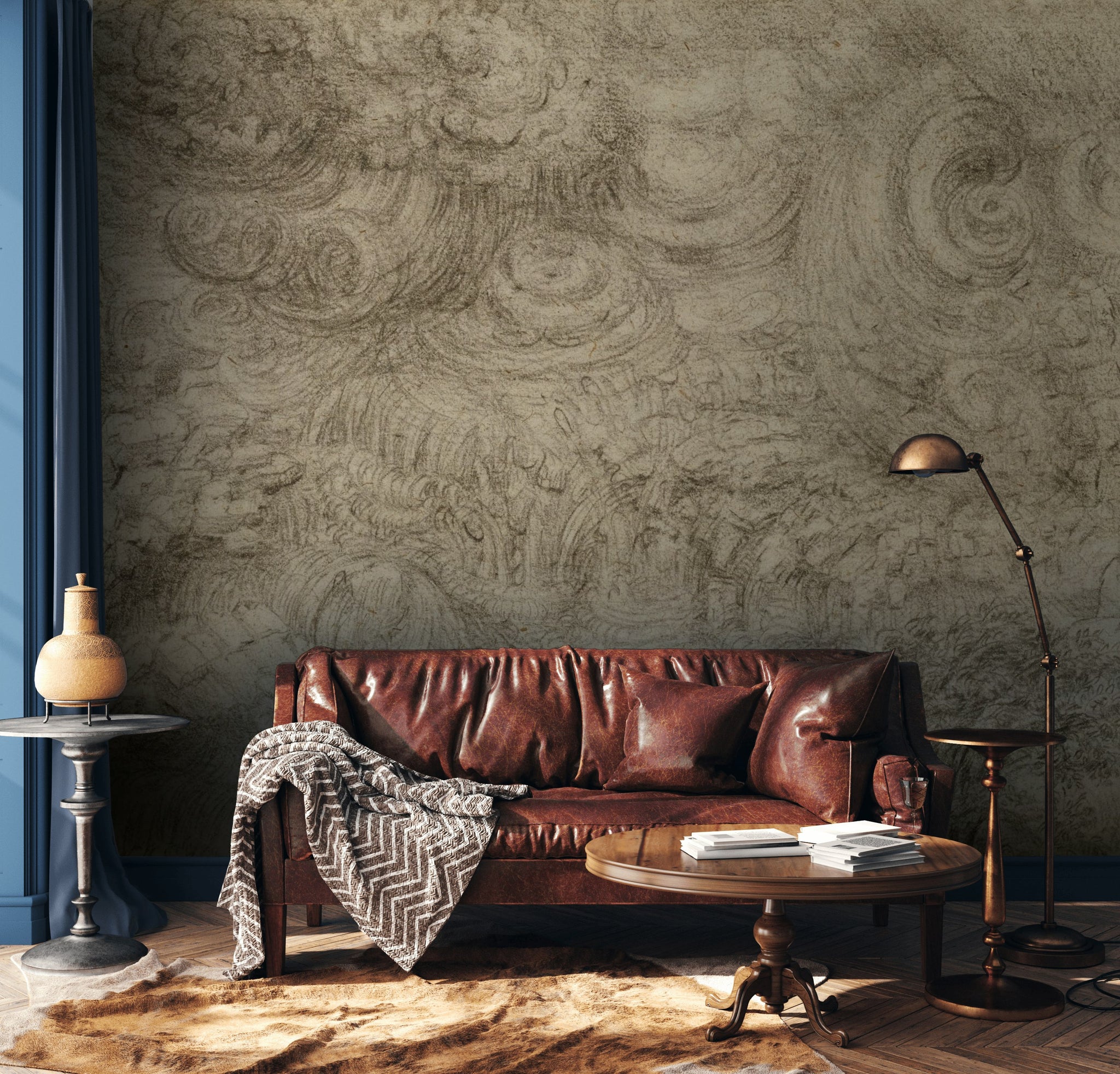 Soyut Desen Poster Duvar Kağıdı Gri Beton Görünümlü Salon