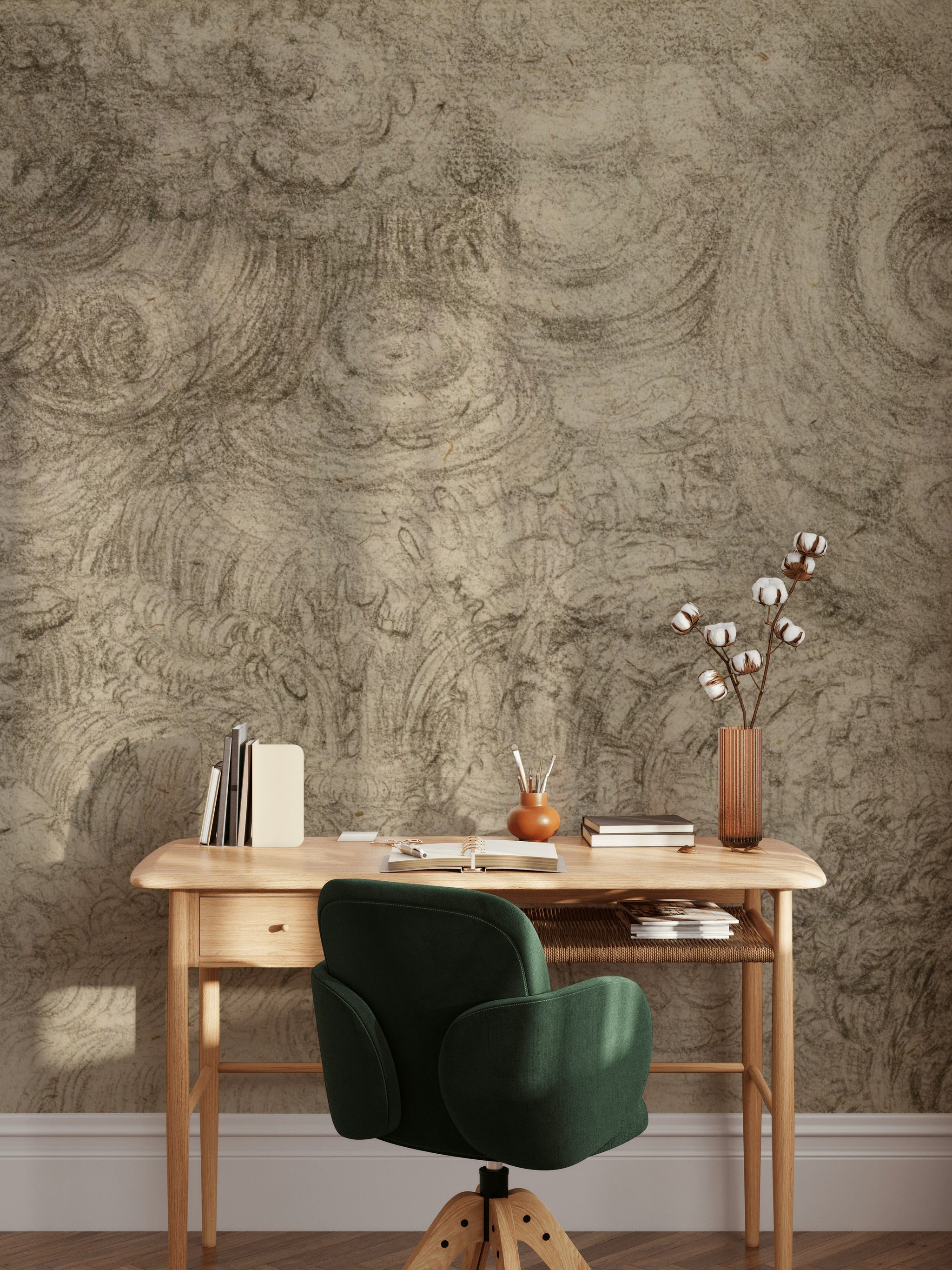 Soyut Desen Poster Duvar Kağıdı Gri Beton Görünümlü Salon