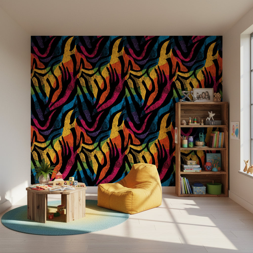 Renkli Soyut Geometrik Duvar Kağıdı Modern Desenli