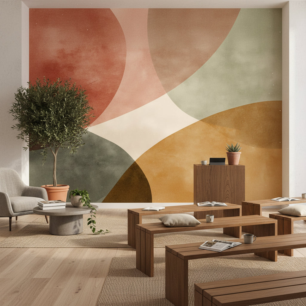 Renkli Soyut Geometrik Poster Duvar Kağıdı Modern Salon