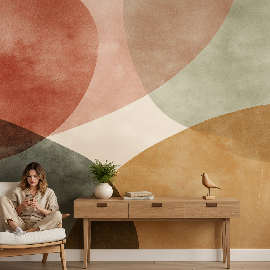 Renkli Soyut Geometrik Poster Duvar Kağıdı Modern Salon