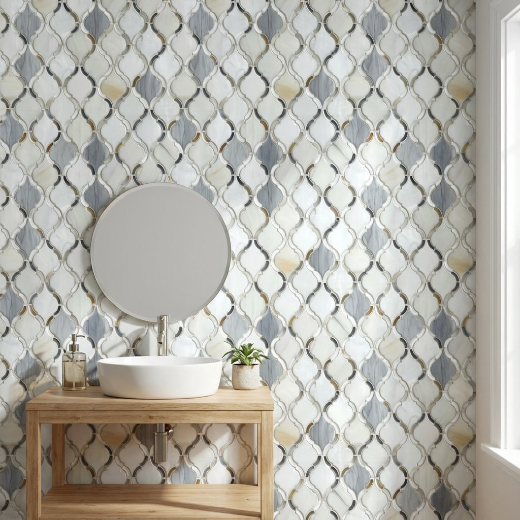 Geometrik Kafes Desenli Duvar Kağıdı Gri Krem Modern