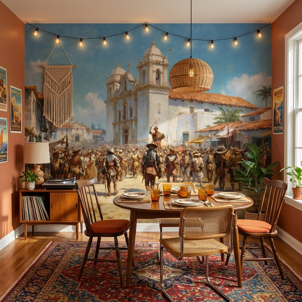Kolonyal Şehir Sahnesi Poster Duvar Kağıdı Mavi Gökyüzü