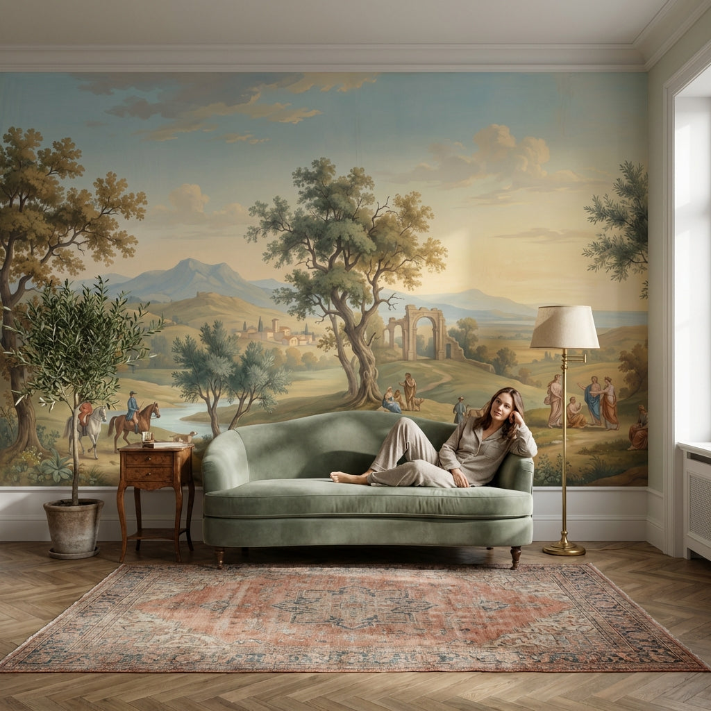 Klasik Manzara Poster Duvar Kağıdı Pastel Tonlu Salon Duvarı