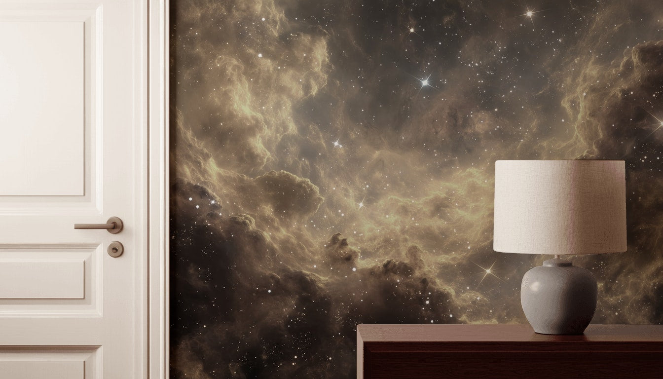 Nebula Galaksi Poster Duvar Kağıdı Siyah Altın Salon
