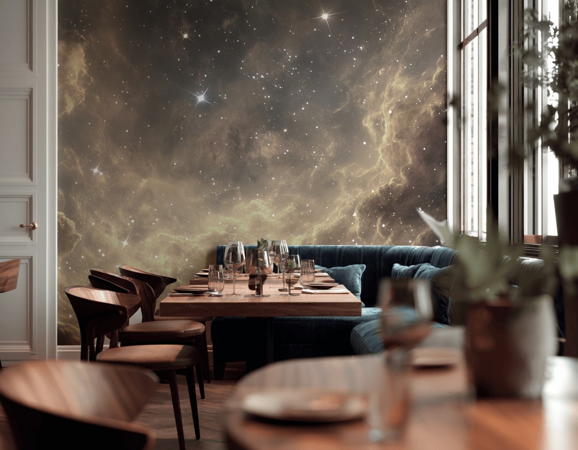Nebula Galaksi Poster Duvar Kağıdı Siyah Altın Salon