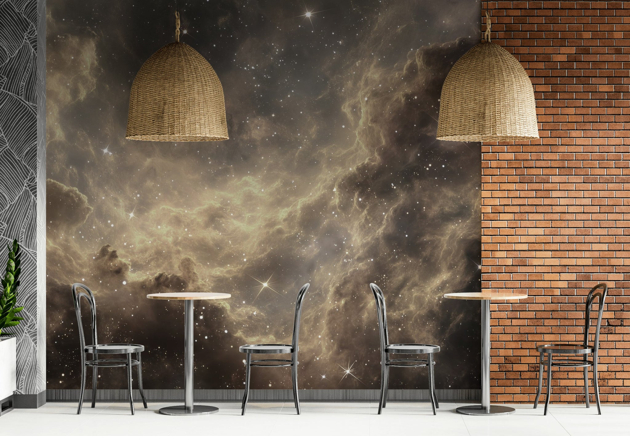 Nebula Galaksi Poster Duvar Kağıdı Siyah Altın Salon