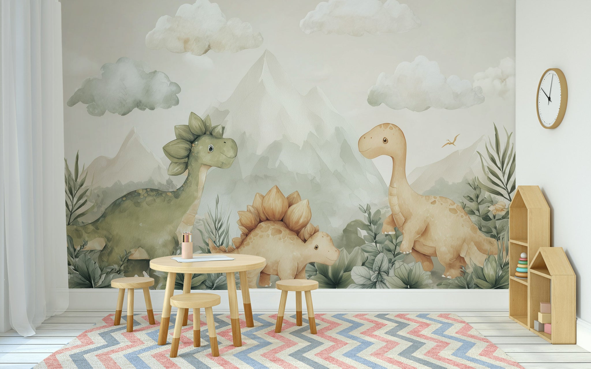 Sevimli Dinozor Poster Duvar Kağıdı Pastel Çocuk Odası