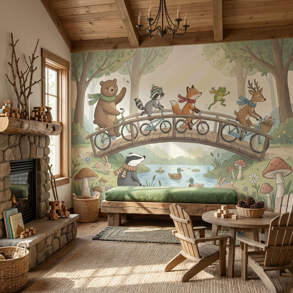 Orman Hayvanları Poster Duvar Kağıdı Çocuk Odası Pastel Desen