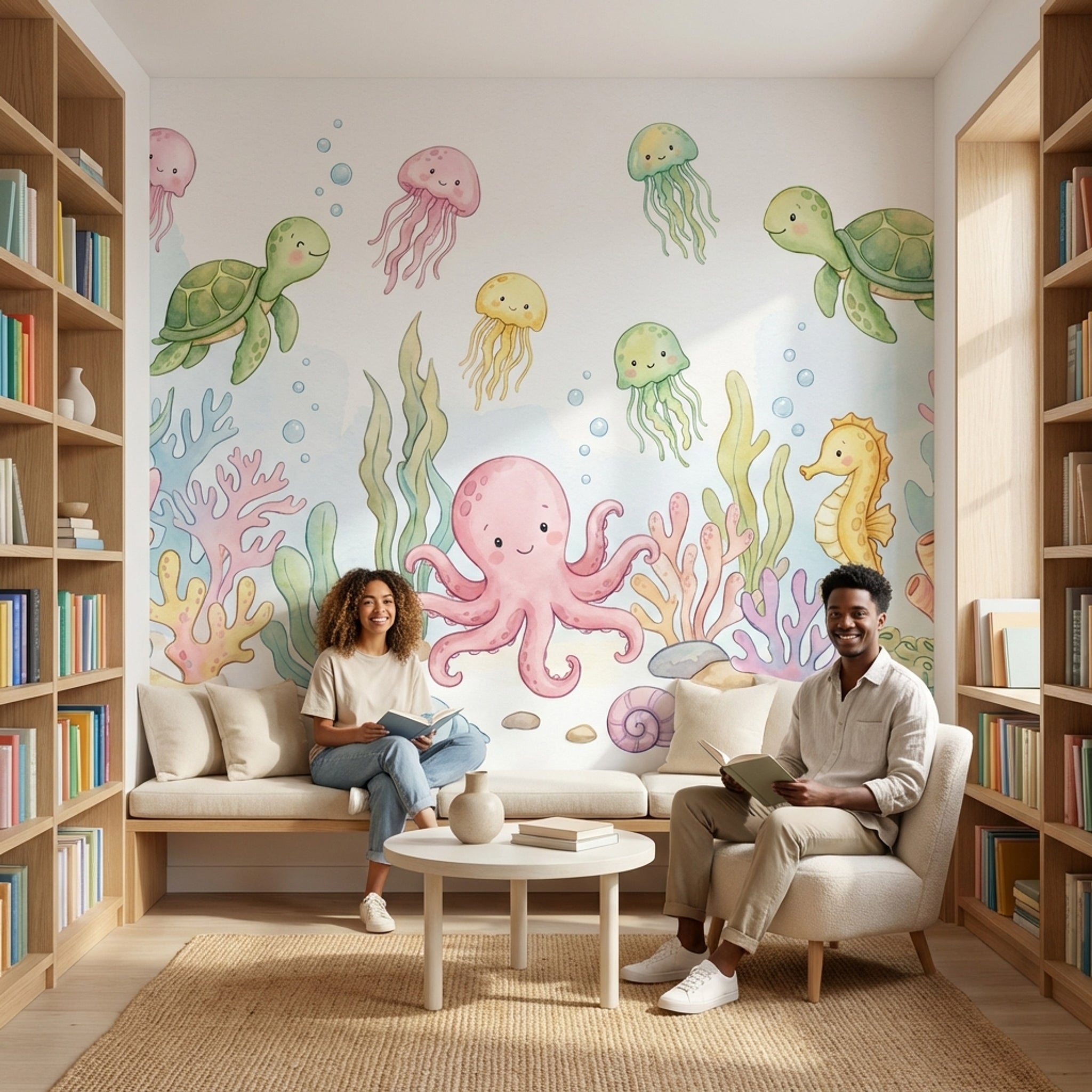 Deniz Canlıları Poster Duvar Kağıdı Pastel Çocuk Odası