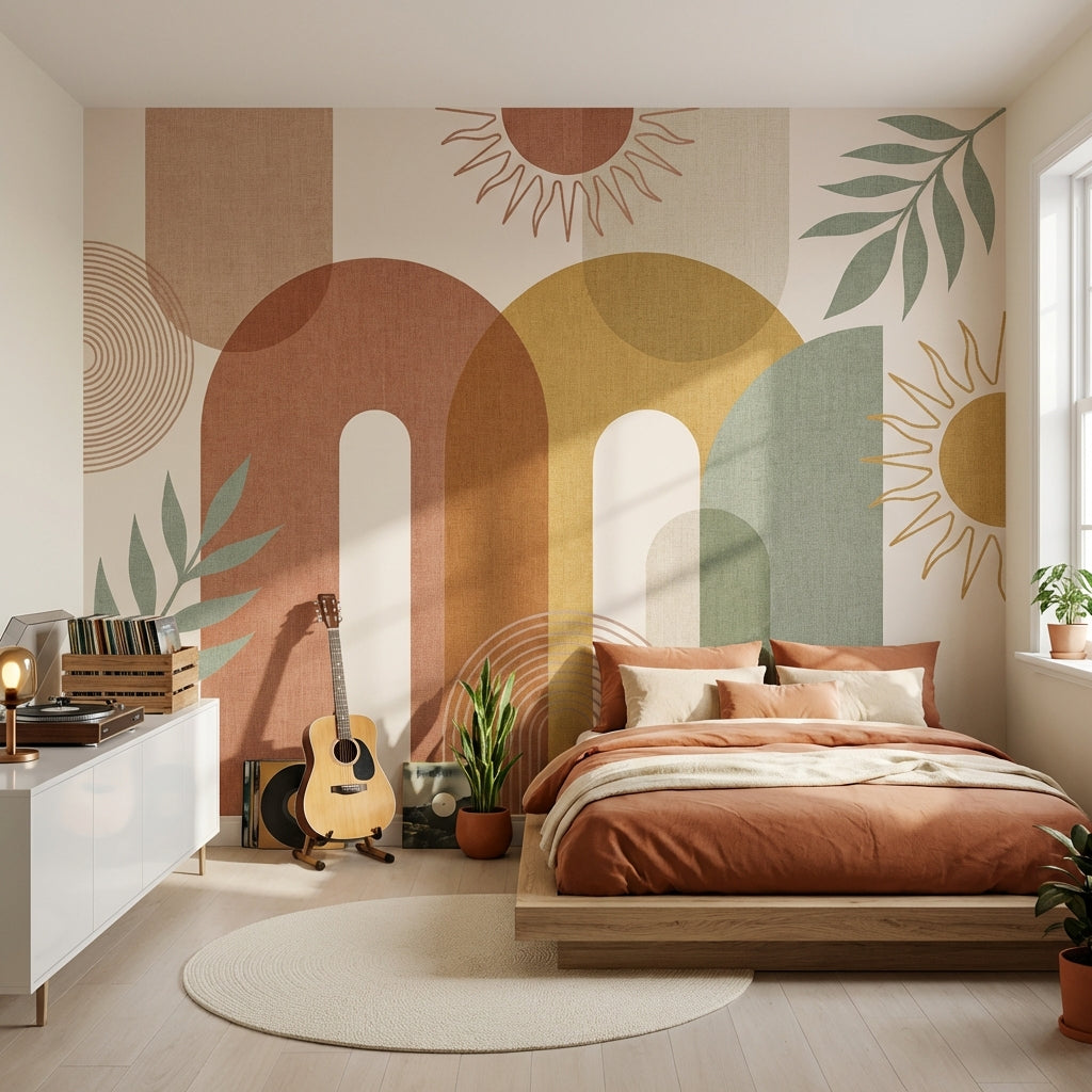 Soyut Geometrik Poster Duvar Kağıdı Pastel Çocuk Odası