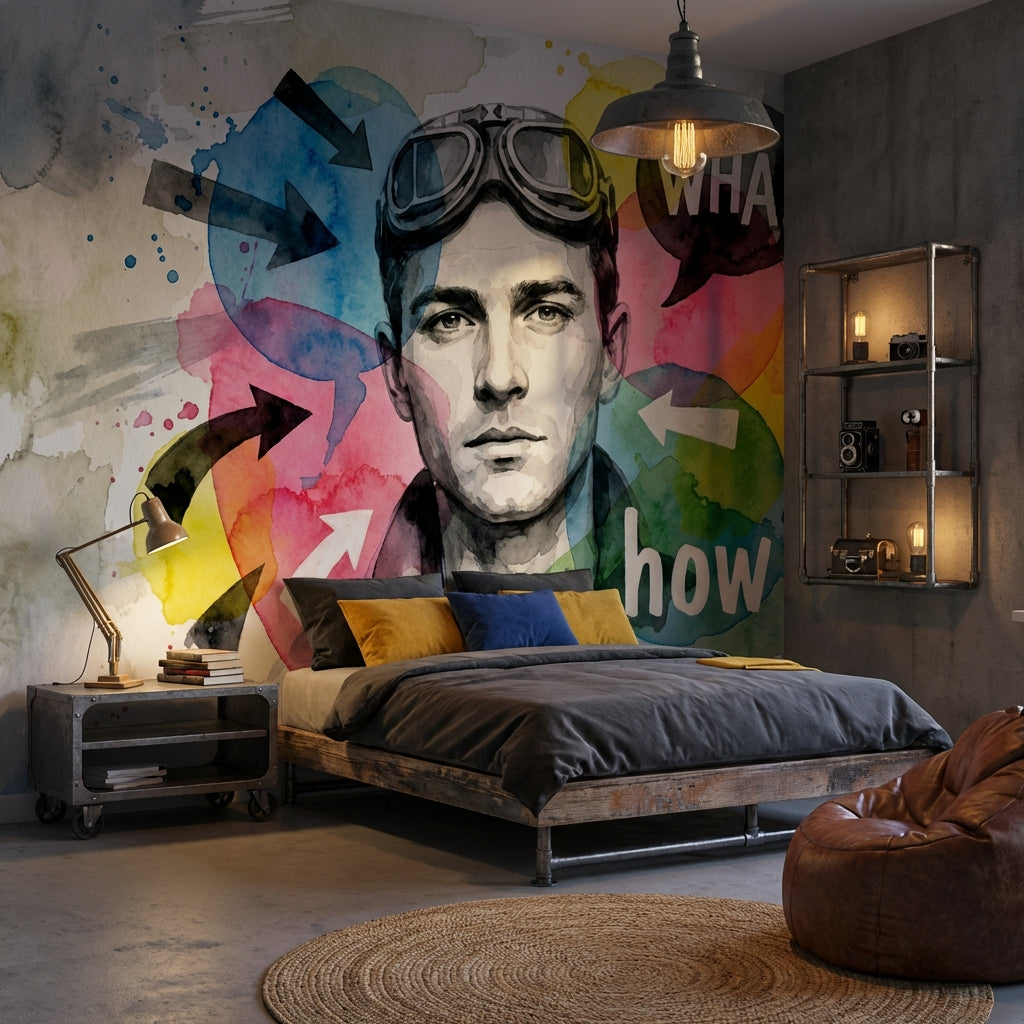 Pop Art Portre Poster Duvar Kağıdı Renkli Yazılı Genç Odası
