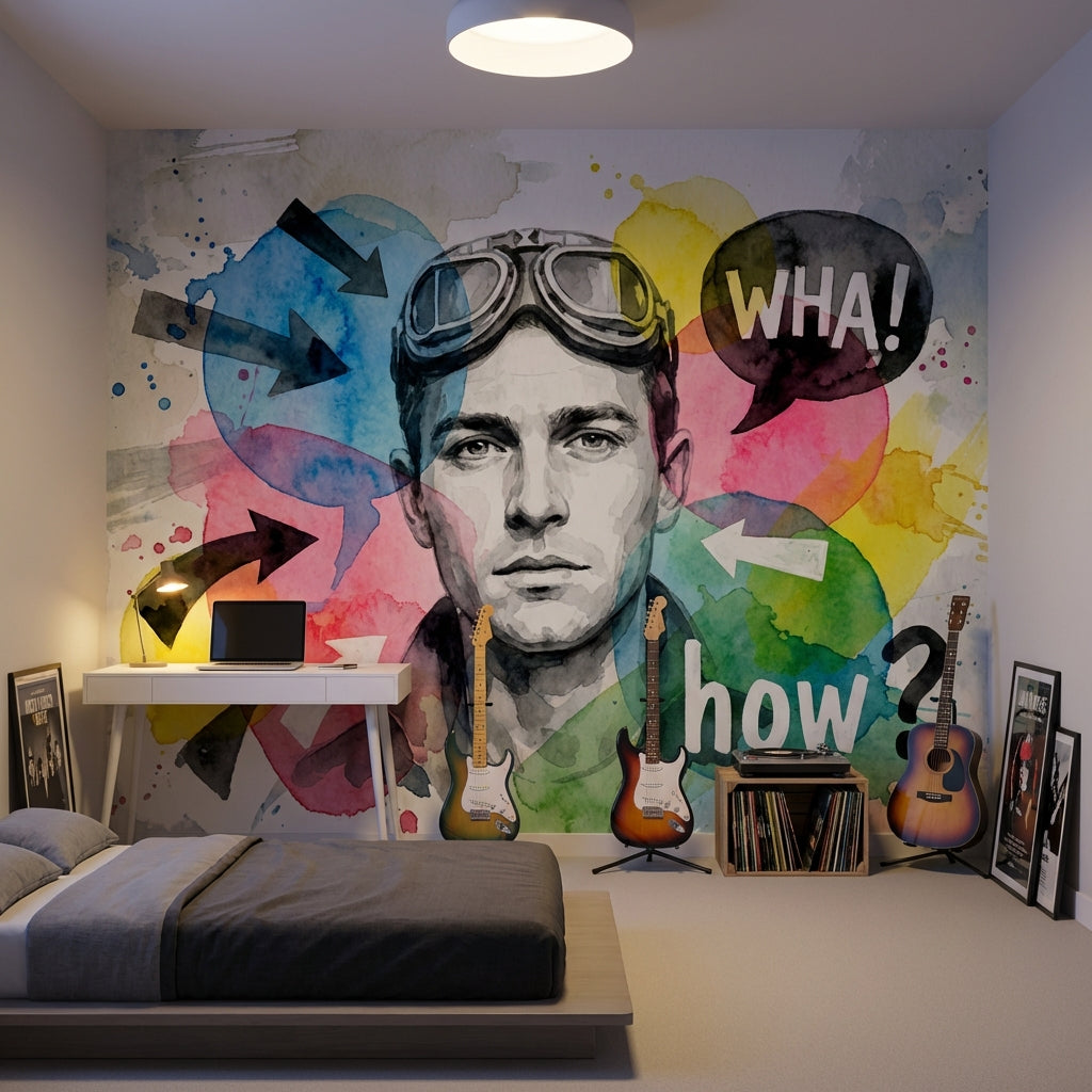 Pop Art Portre Poster Duvar Kağıdı Renkli Yazılı Genç Odası