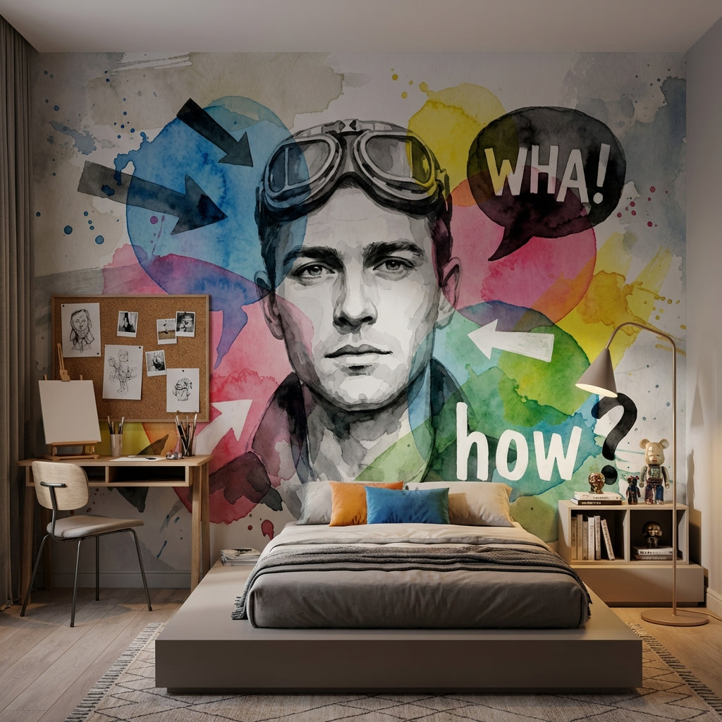 Pop Art Portre Poster Duvar Kağıdı Renkli Yazılı Genç Odası