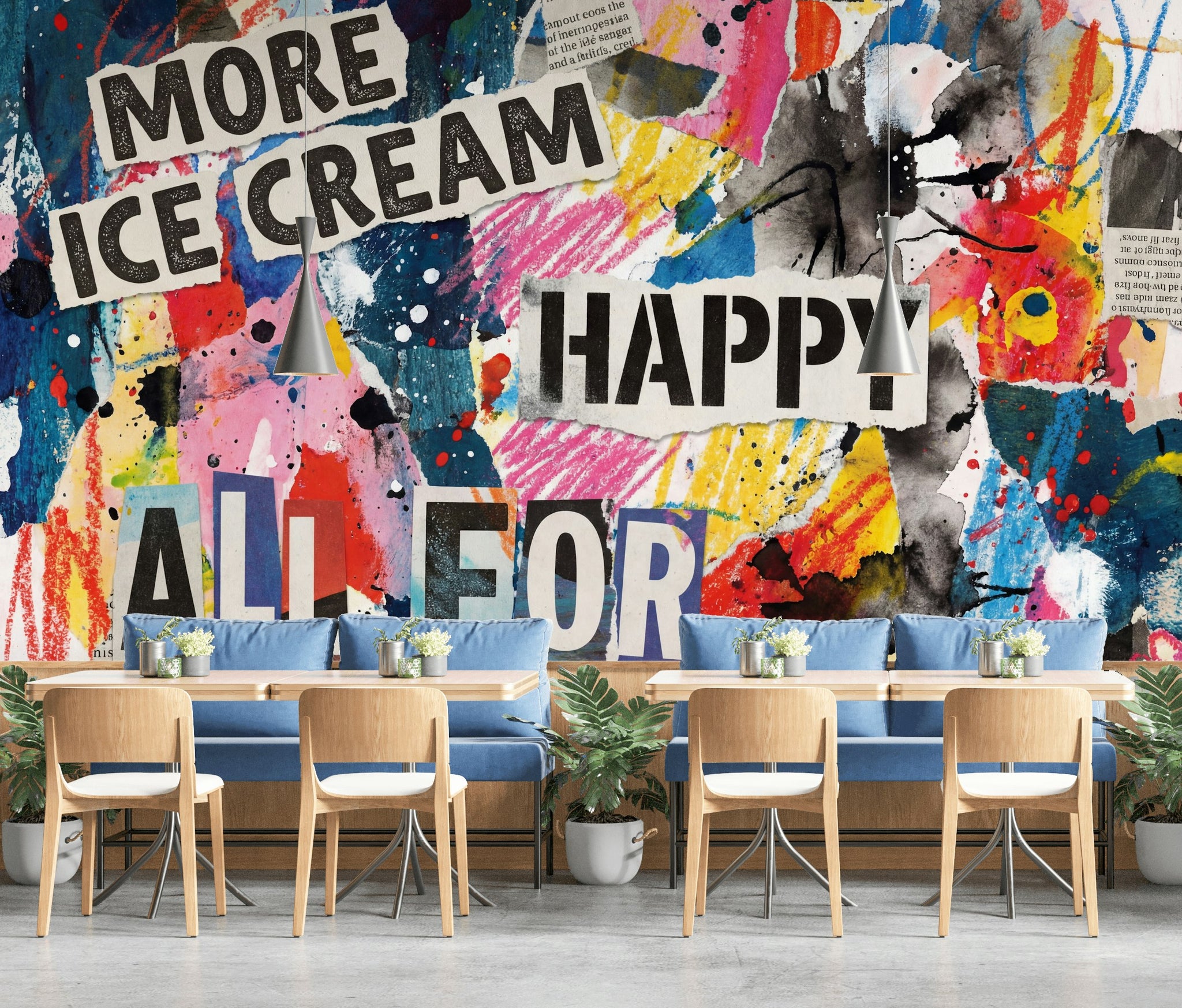 Renkli Grafiti Yazılı Poster Duvar Kağıdı Modern Genç Odası