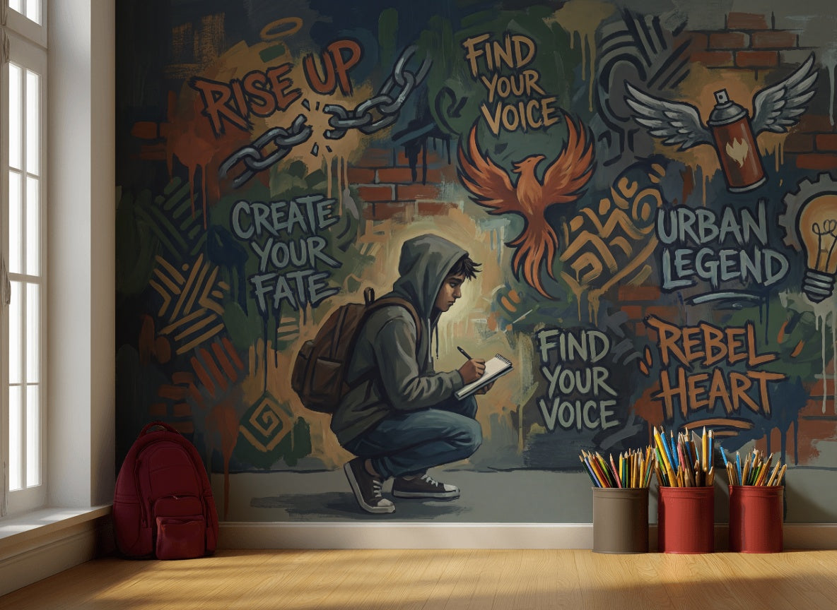 Sokak Sanatı Graffiti Poster Duvar Kağıdı Genç Odası Turuncu