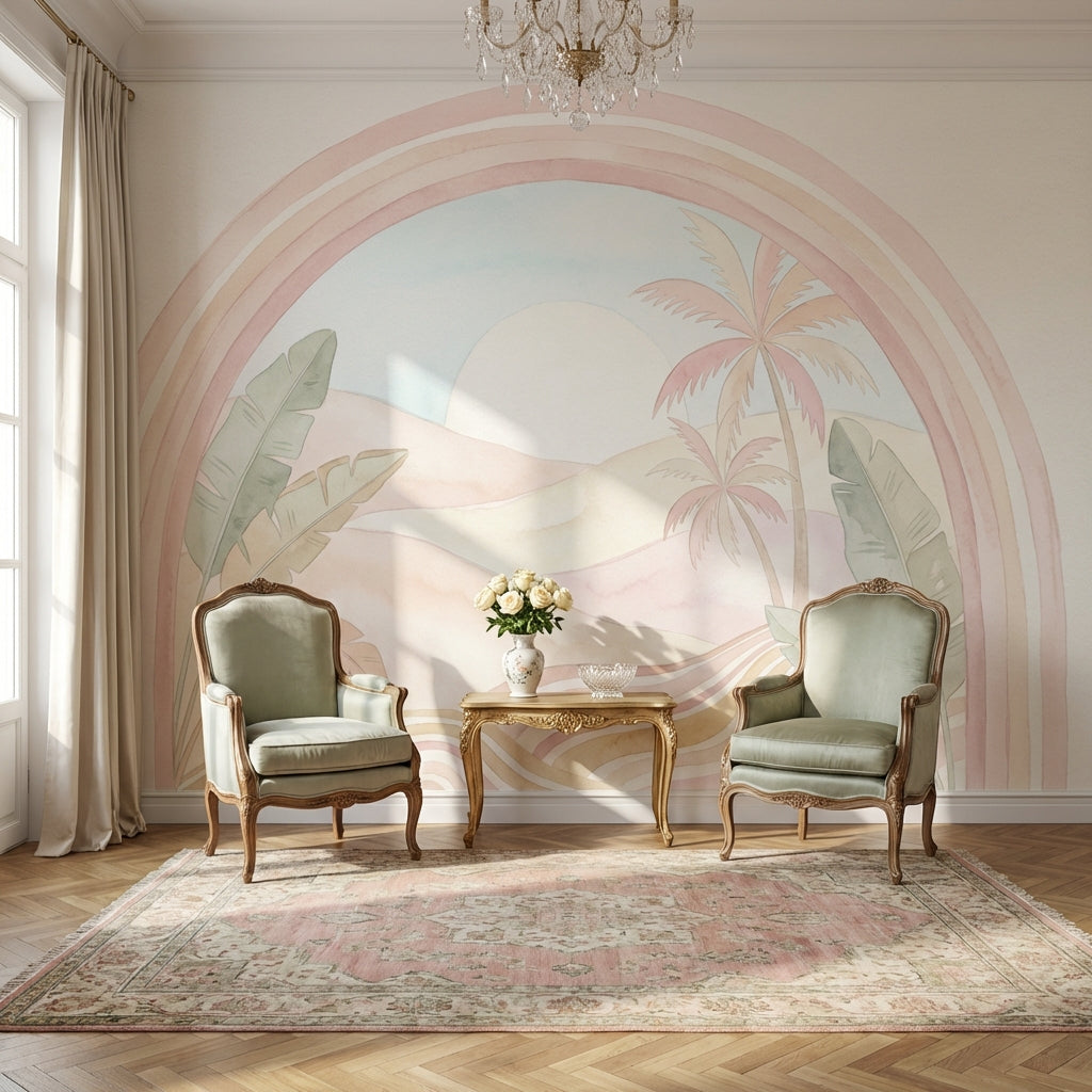 Pastel Tropikal Gün Batımı Poster Duvar Kağıdı Salon Duvarı