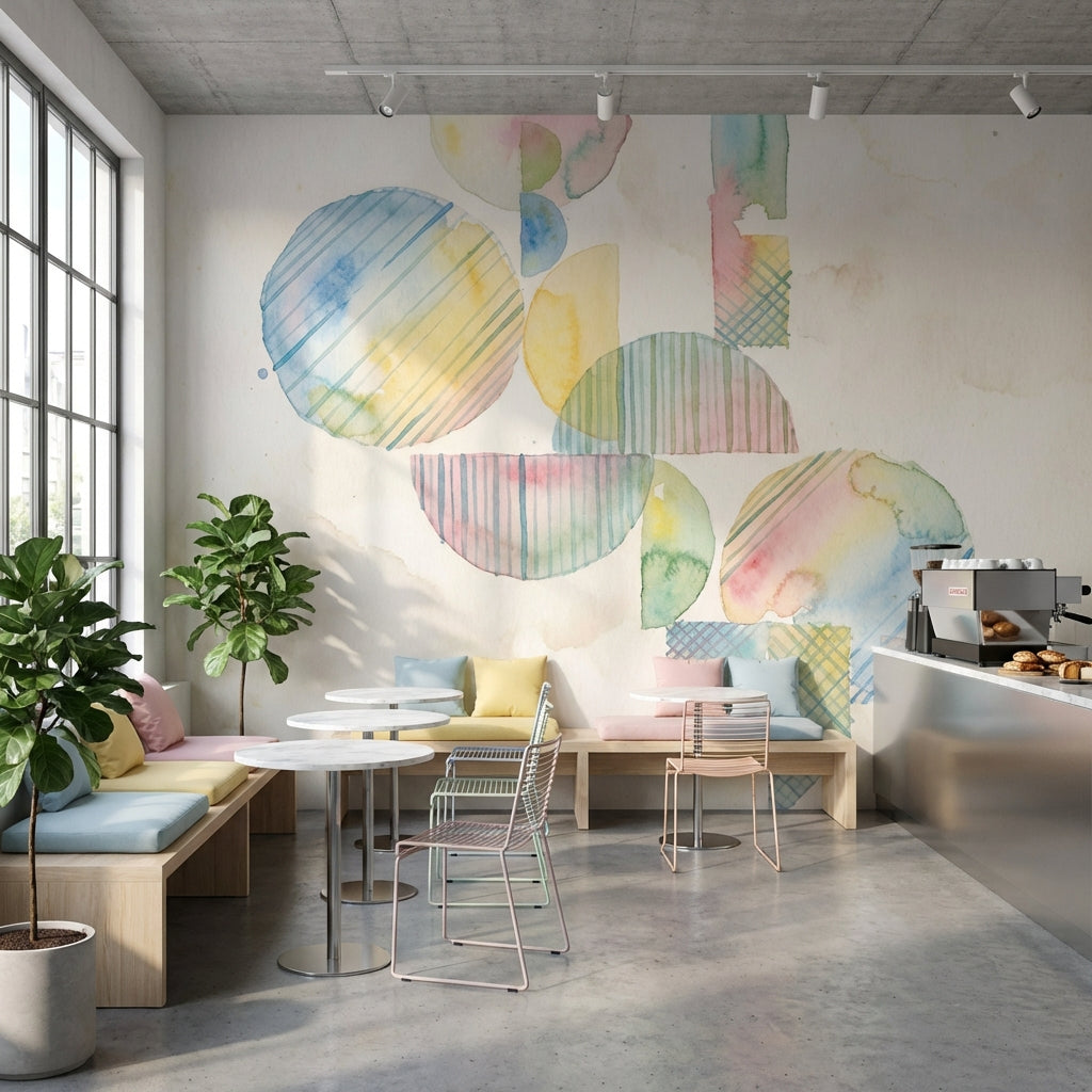 Pastel Soyut Geometrik Poster Duvar Kağıdı Modern Salon Duvarı