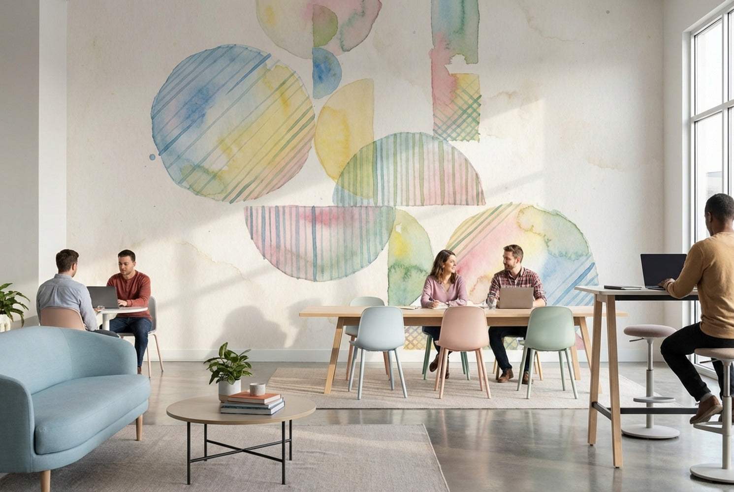 Pastel Soyut Geometrik Poster Duvar Kağıdı Modern Salon Duvarı