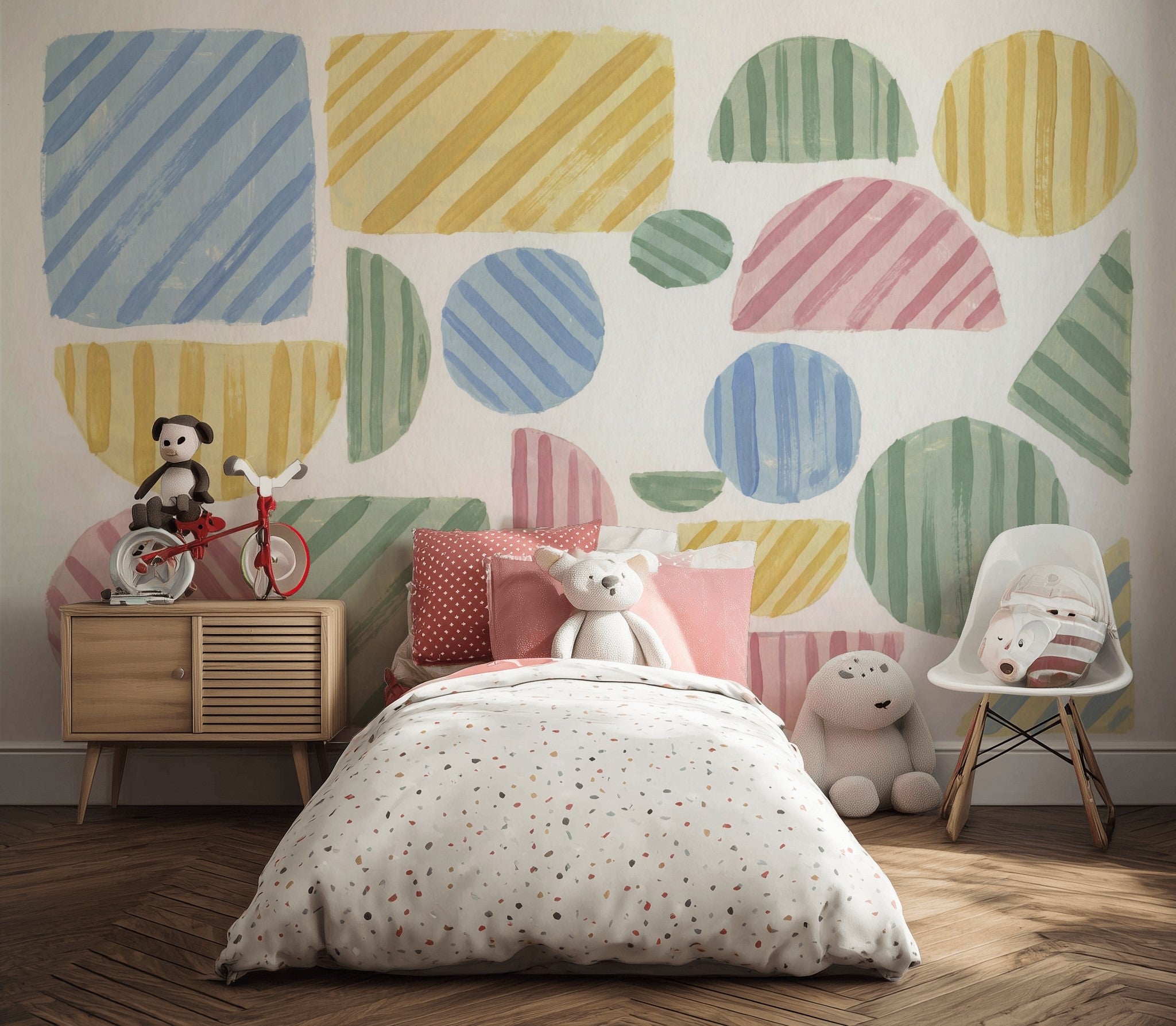 Renkli Geometrik Şekiller Poster Duvar Kağıdı Çocuk Odası