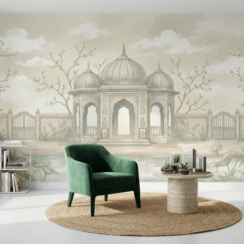 Hint Sarayı Manzaralı Poster Duvar Kağıdı Bej Tonlarda Salon