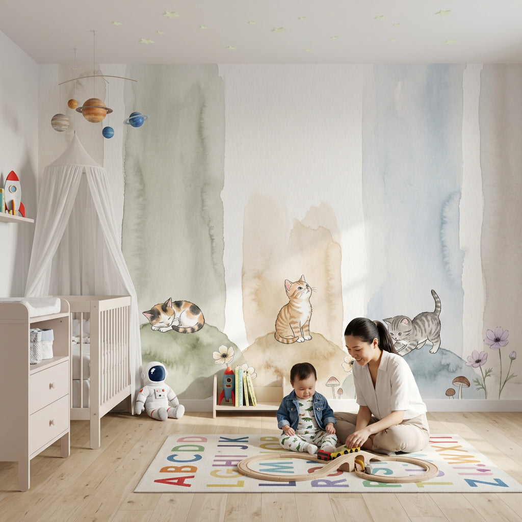 Suluboya Kedili Poster Duvar Kağıdı Pastel Çocuk Odası