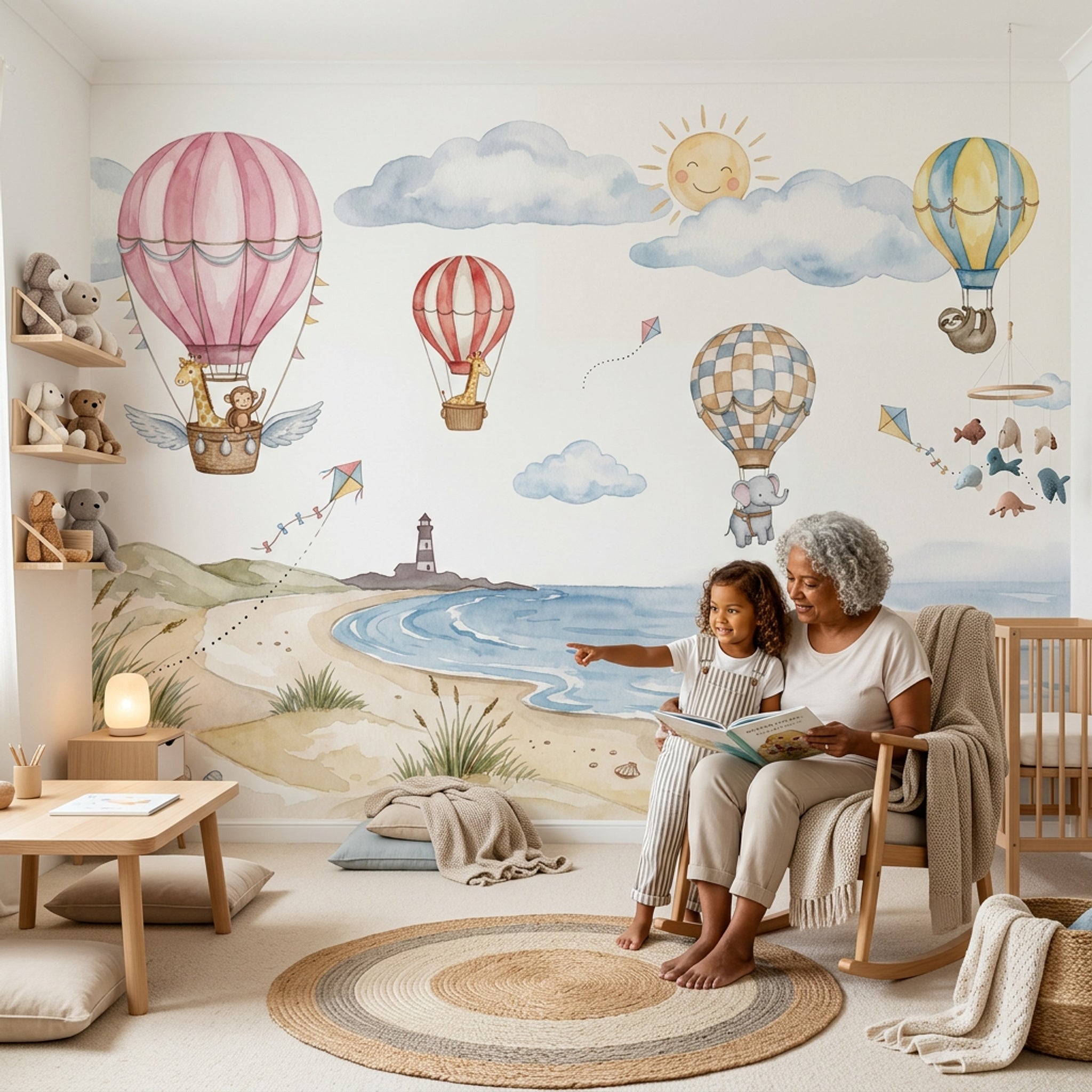 Sıcak Hava Balonlu Poster Duvar Kağıdı Çocuk Odası Pastel