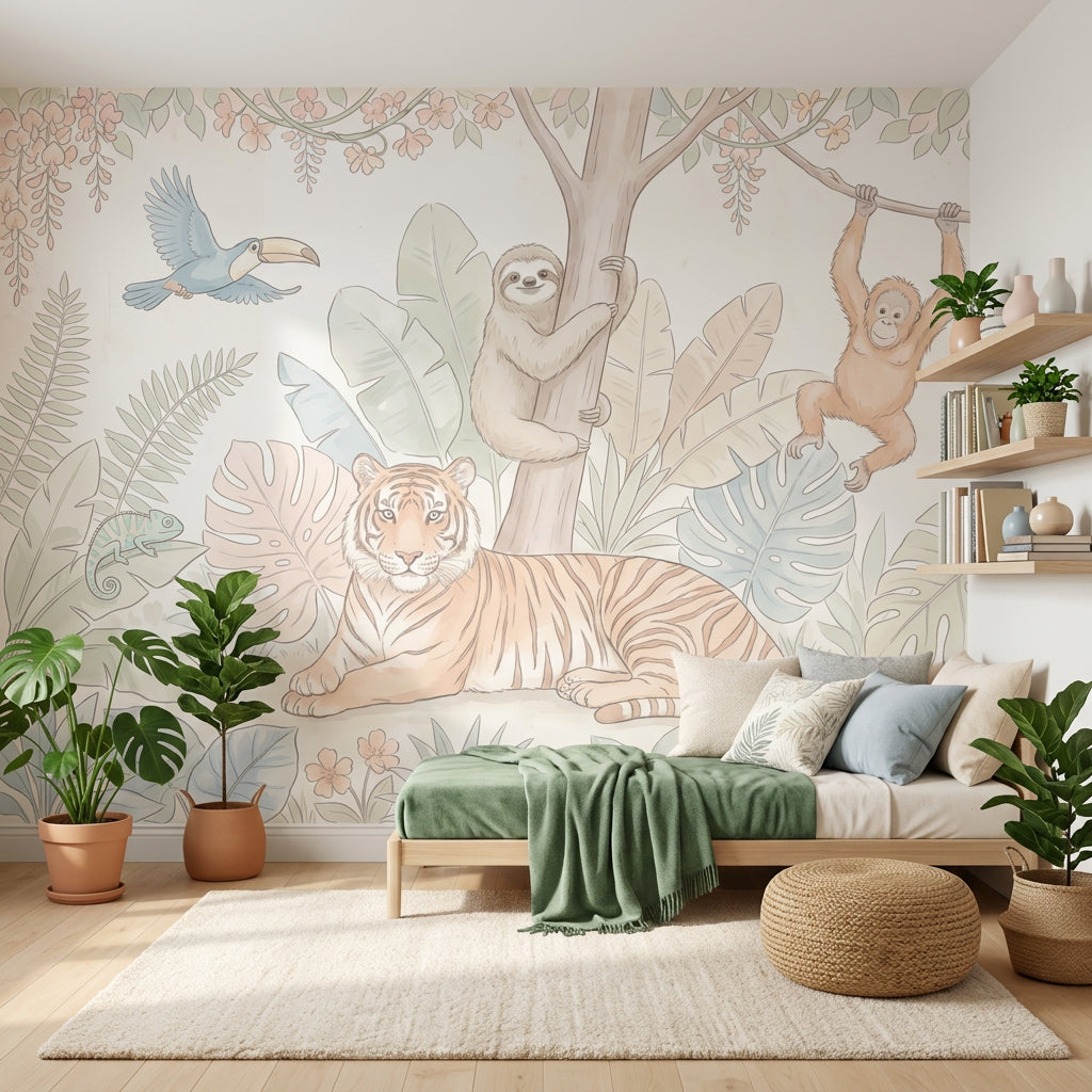 Pastel Orman Hayvanları Poster Duvar Kağıdı Çocuk Odası