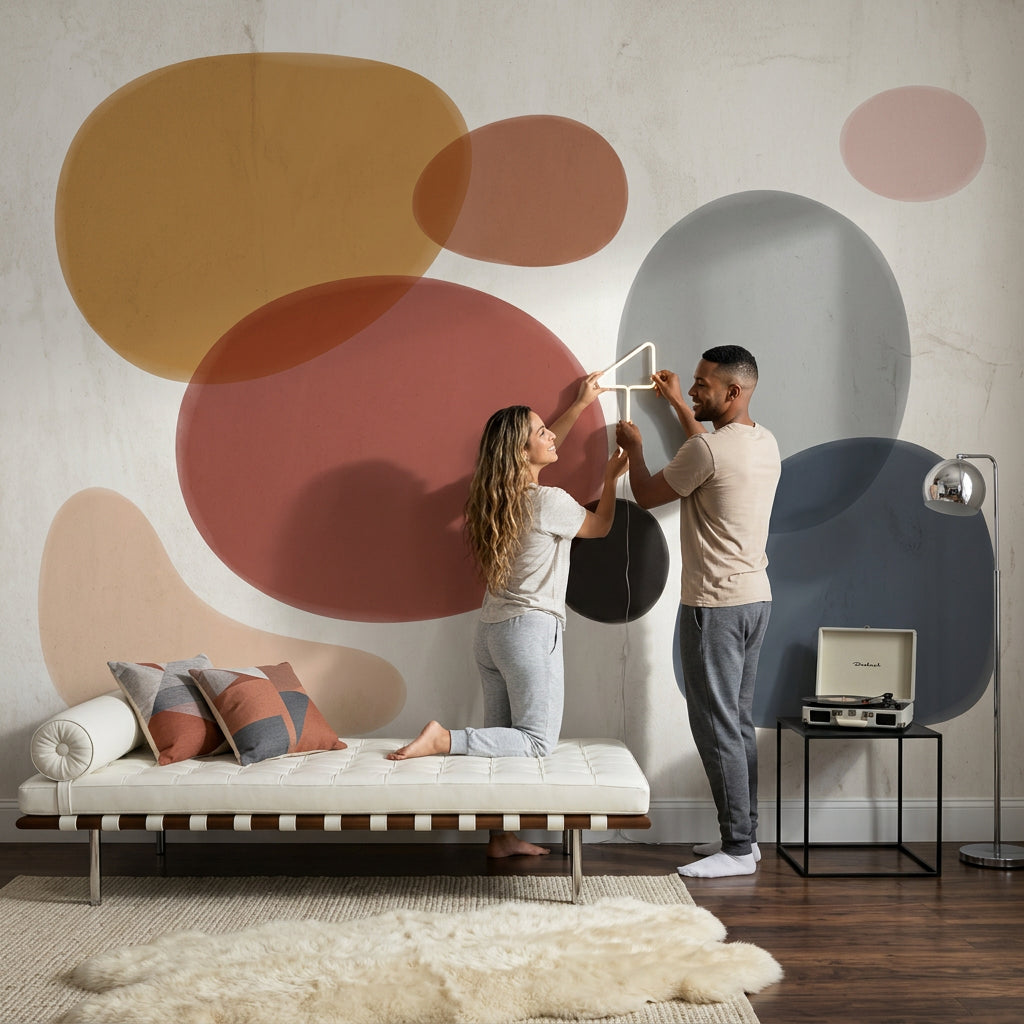 Soyut Renkli Daireler Poster Duvar Kağıdı Modern Salon