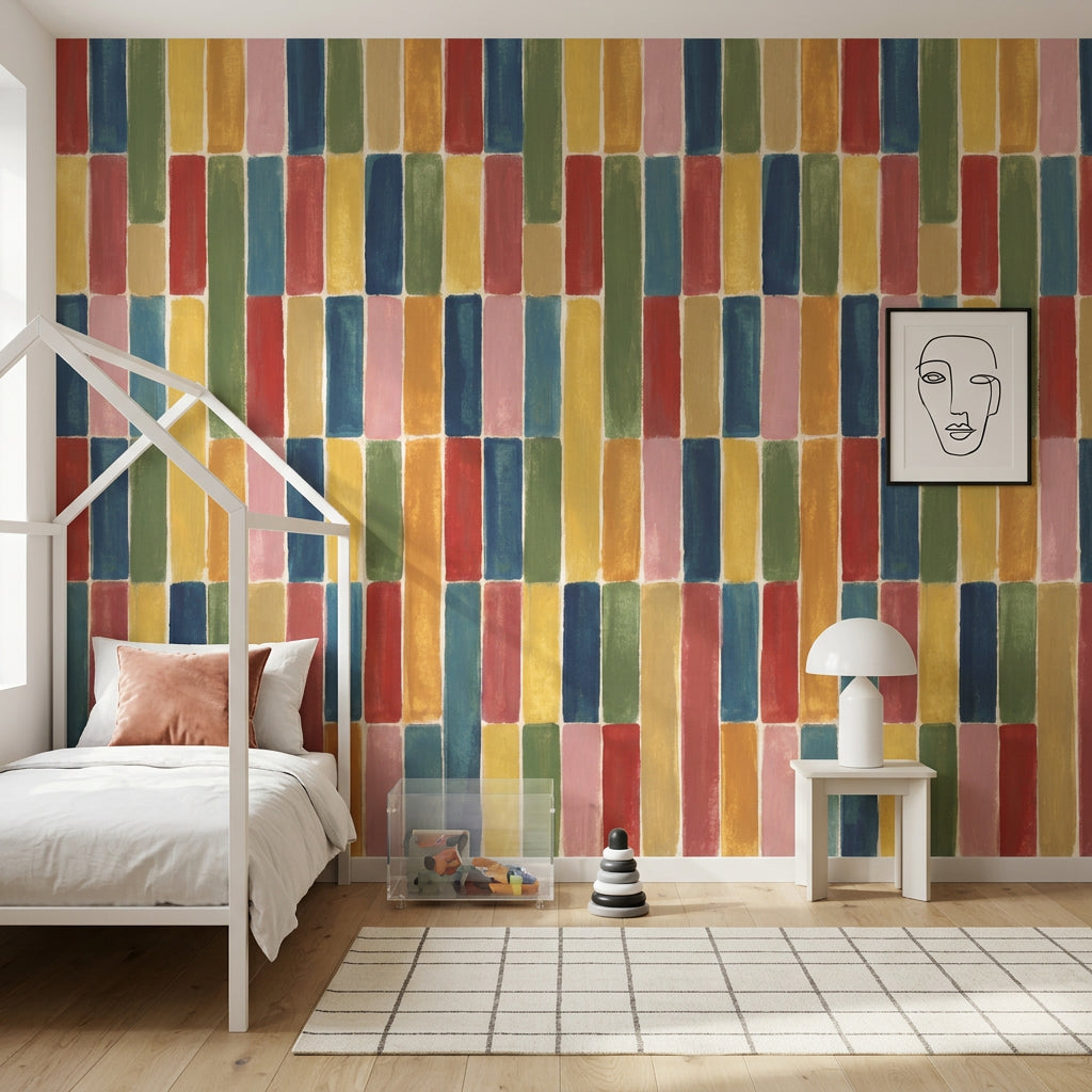 Renkli Geometrik Poster Duvar Kağıdı Modern Çocuk Odası