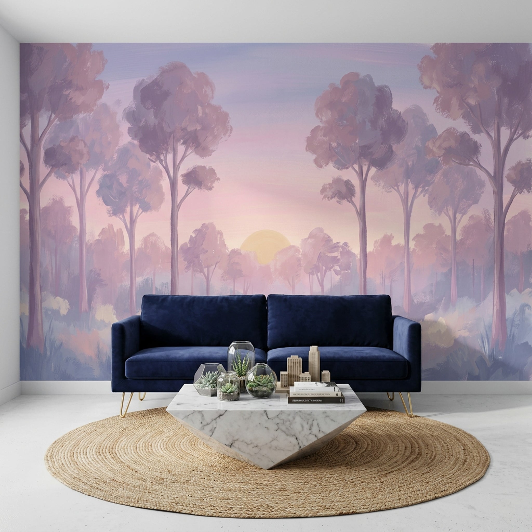 Sisli Orman Manzaralı Poster Duvar Kağıdı Pastel Gün Doğumu