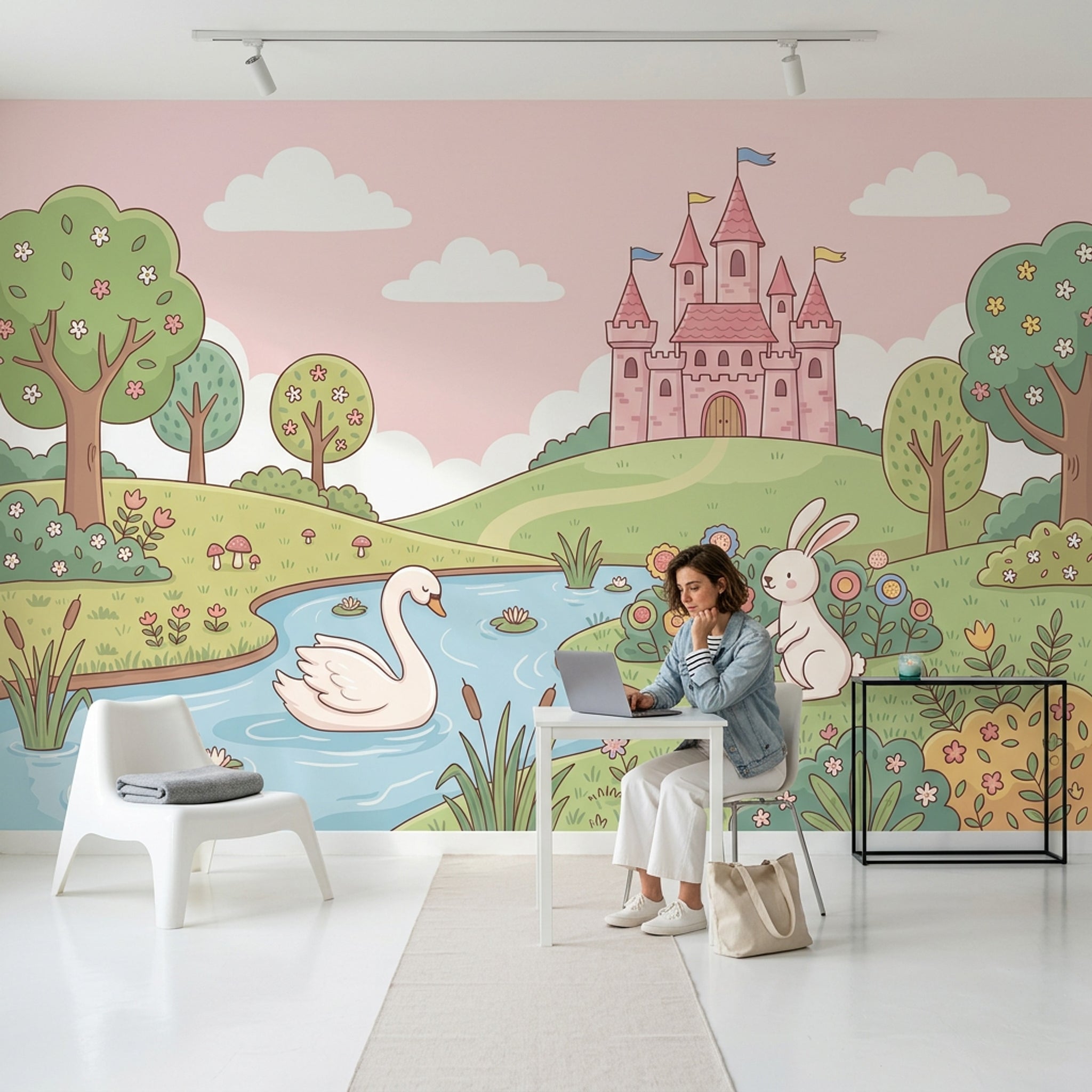 Masal Şatosu Poster Duvar Kağıdı Pastel Çocuk Odası