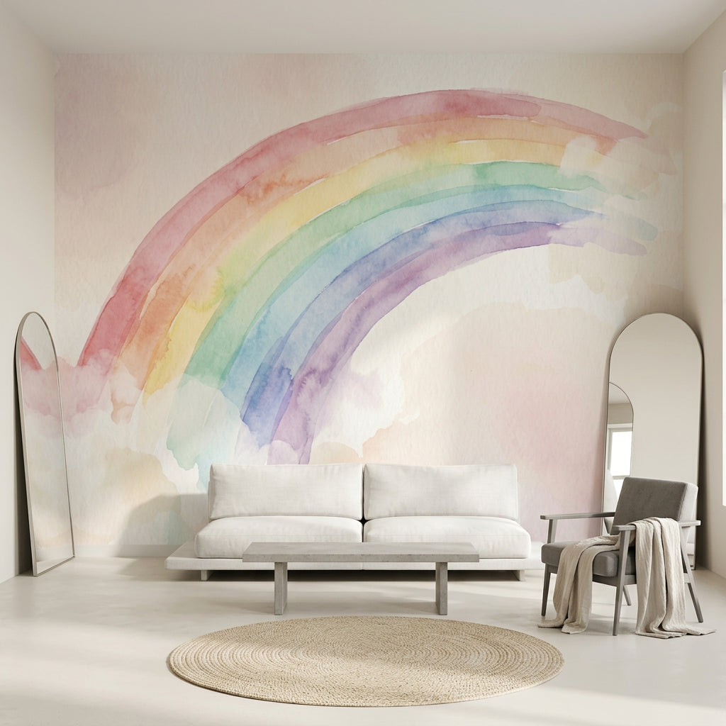 Suluboya Gökkuşağı Poster Duvar Kağıdı Pastel Çocuk Odası