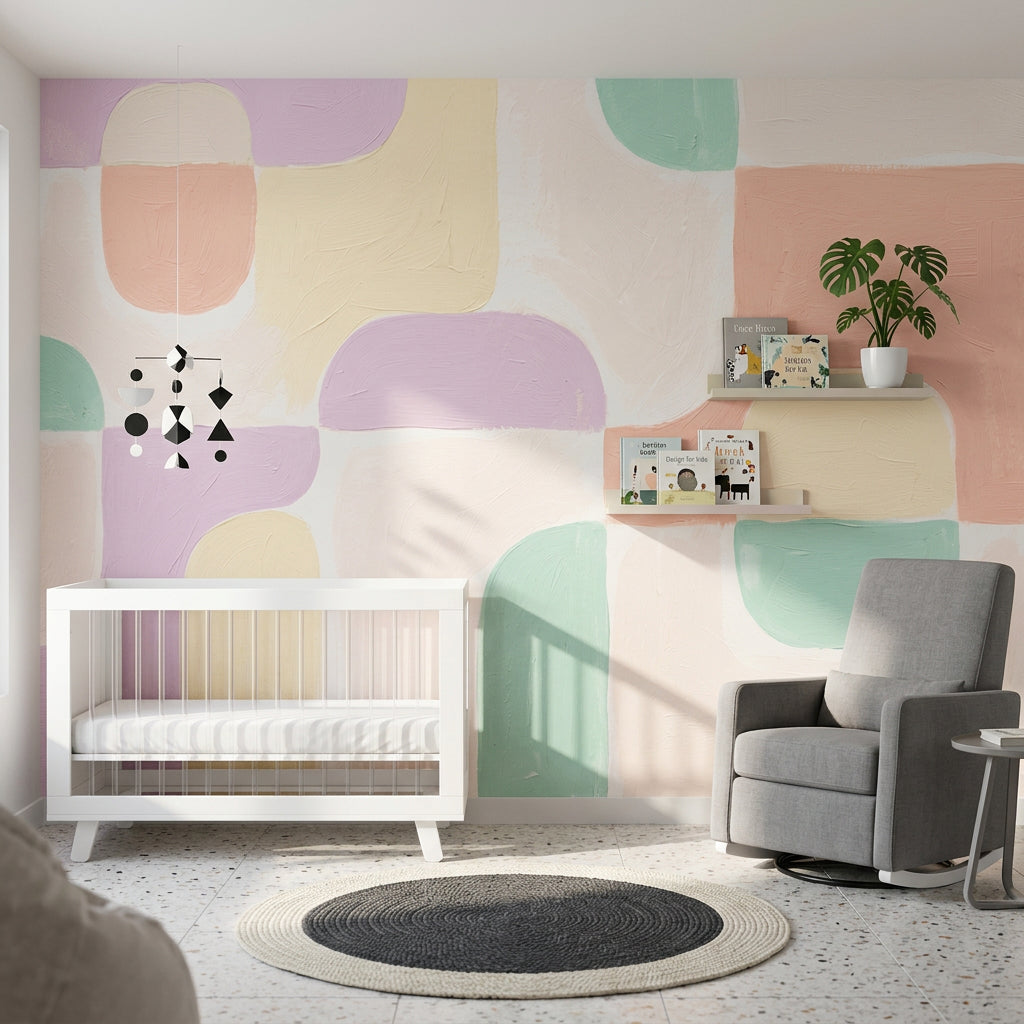 Pastel Soyut Geometrik Poster Duvar Kağıdı Renk Bloklu Salon