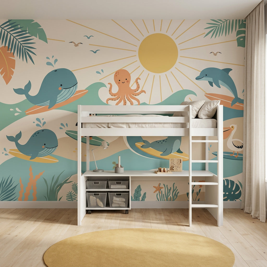 Deniz Canlıları Poster Duvar Kağıdı Bebek Odası Pastel