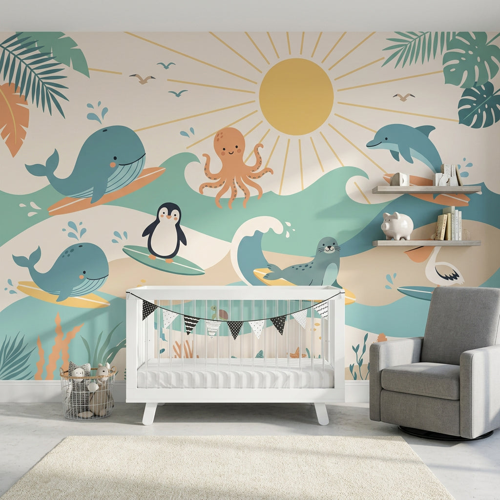 Deniz Canlıları Poster Duvar Kağıdı Bebek Odası Pastel
