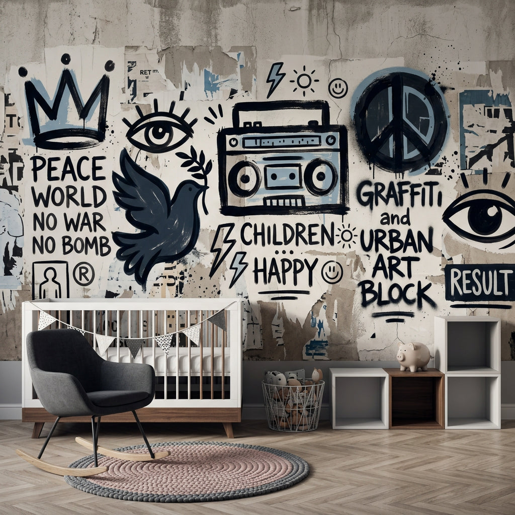 Sokak Sanatı Graffiti Poster Duvar Kağıdı Siyah Beyaz Salon