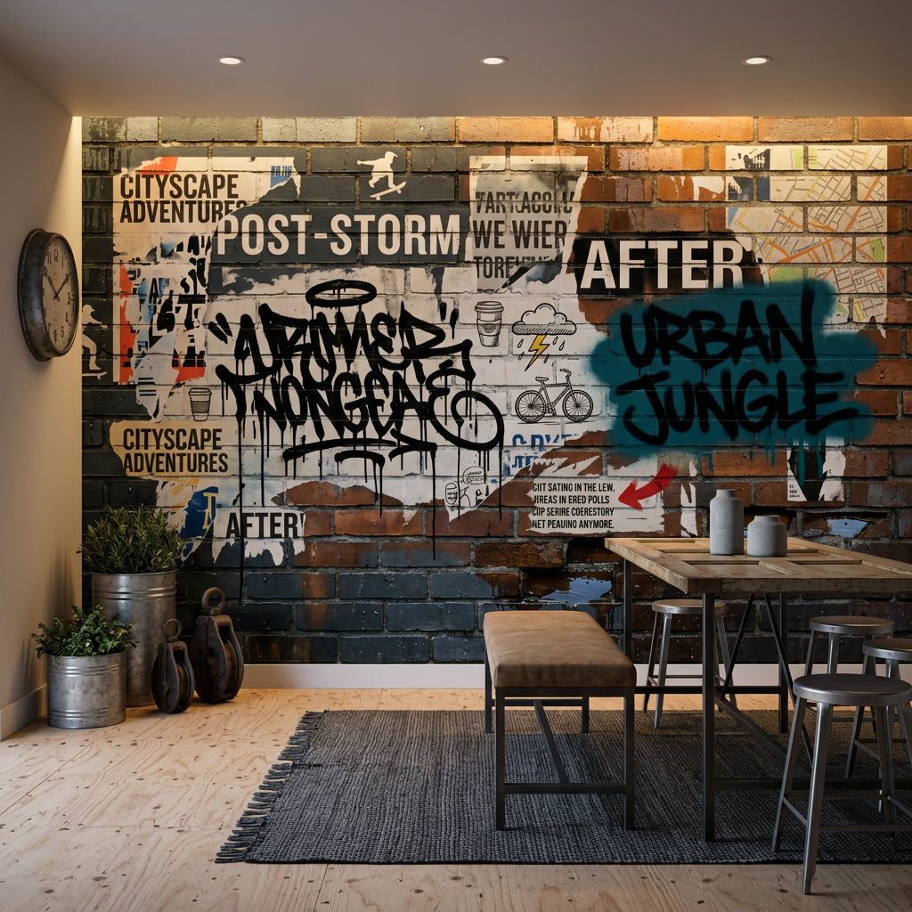 Grafiti Tuğla Duvar Poster Duvar Kağıdı Endüstriyel Genç Odası