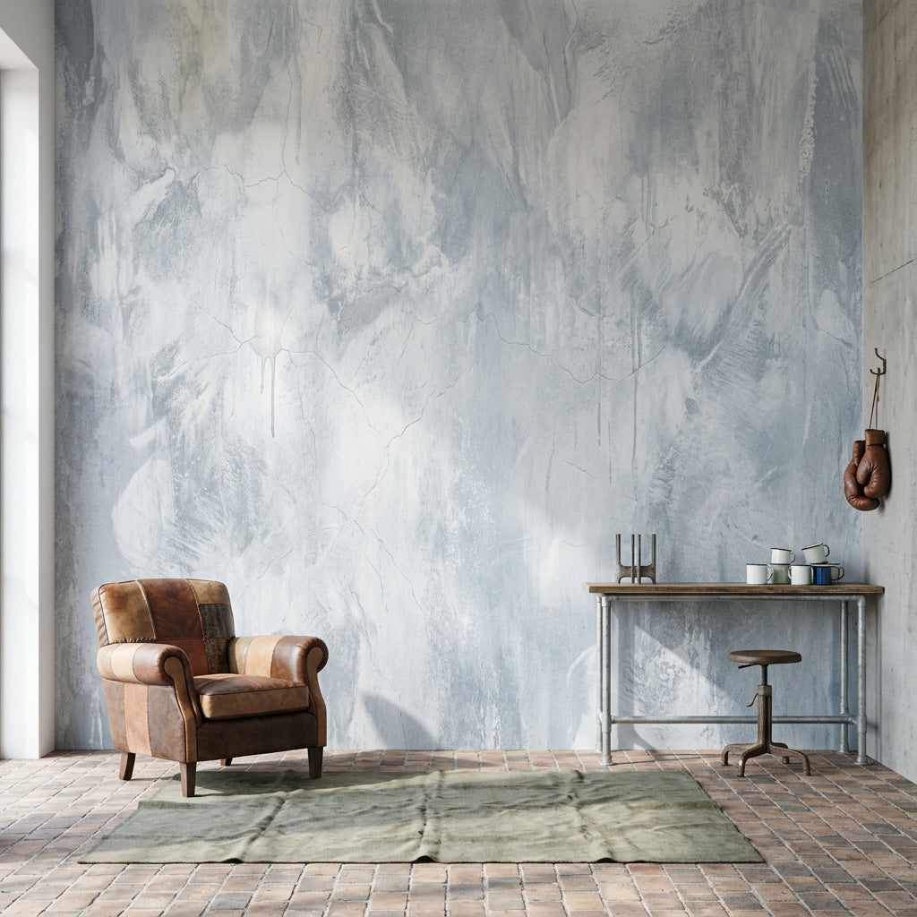 Gri Beton Görünümlü Poster Duvar Kağıdı Modern Salon
