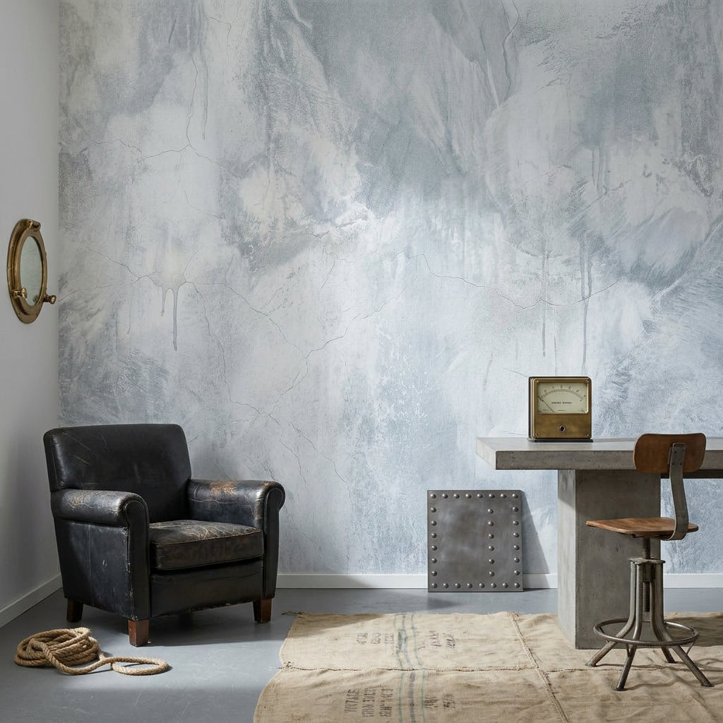 Gri Beton Görünümlü Poster Duvar Kağıdı Modern Salon