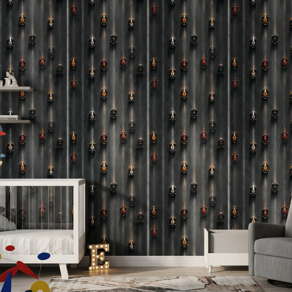 Maskeli Adam Desenli Duvar Kağıdı Siyah Modern Salon