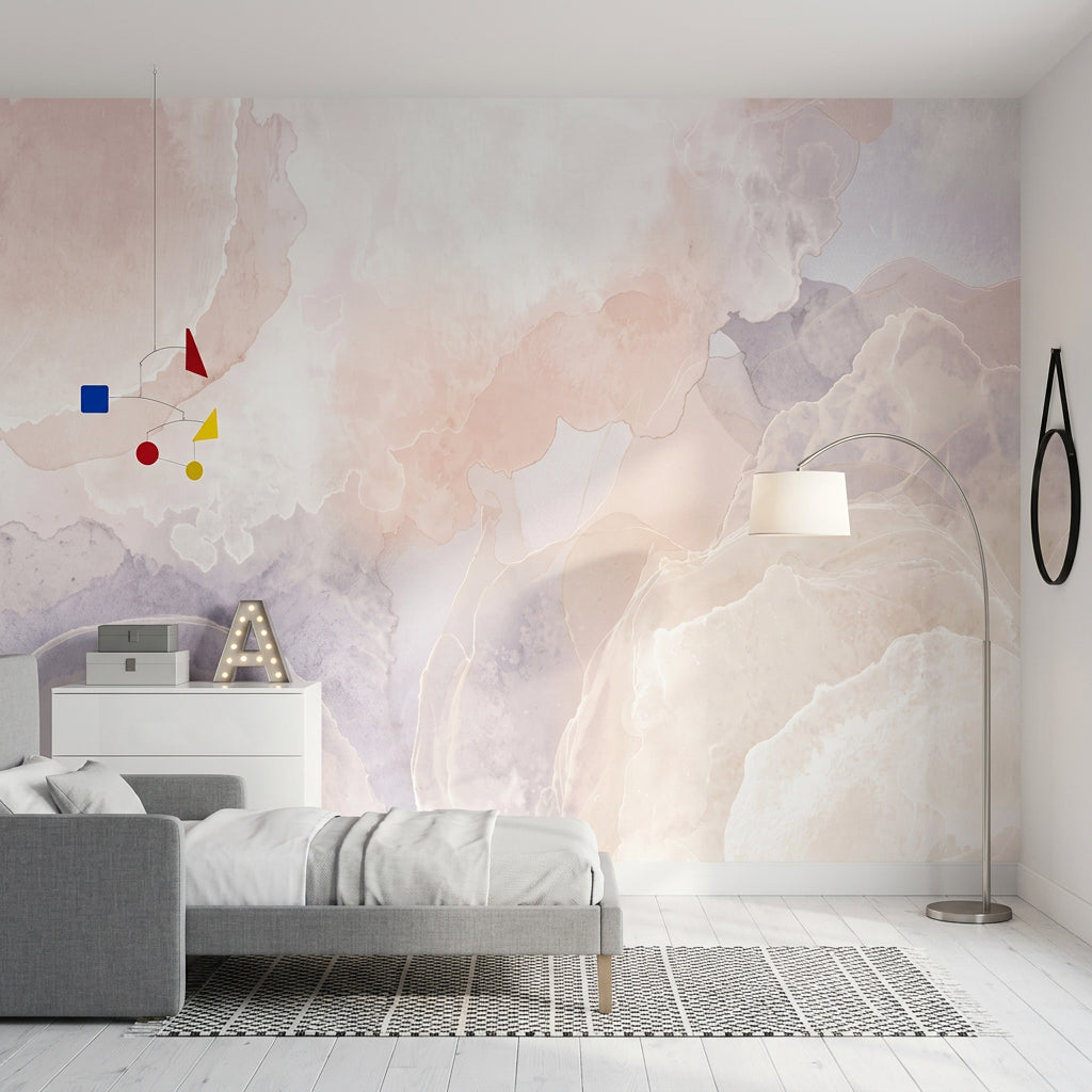 Pastel Soyut Mermer Desenli Poster Duvar Kağıdı Yatak Odası