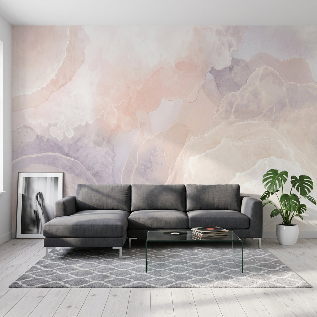 Pastel Soyut Mermer Desenli Poster Duvar Kağıdı Yatak Odası