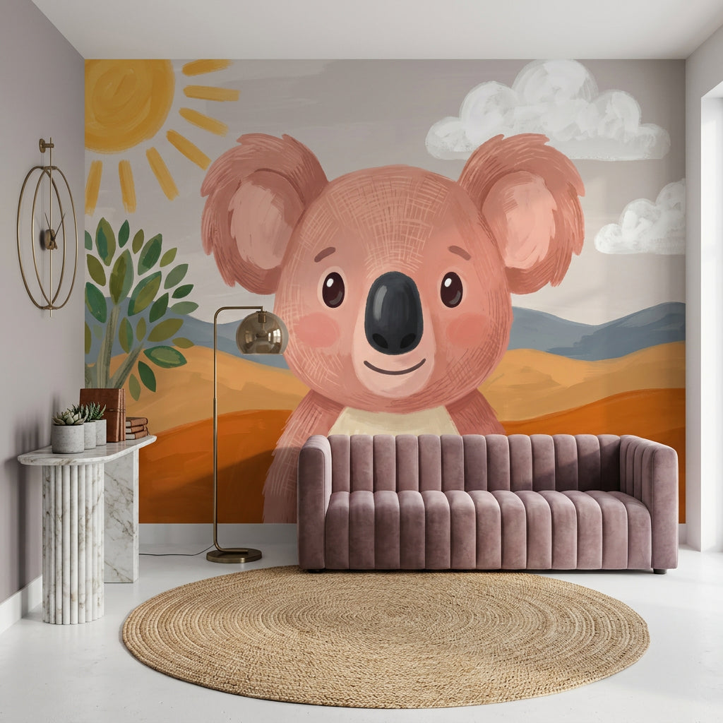 Sevimli Koalalı Poster Duvar Kağıdı Pastel Çocuk Odası Duvar Resmi