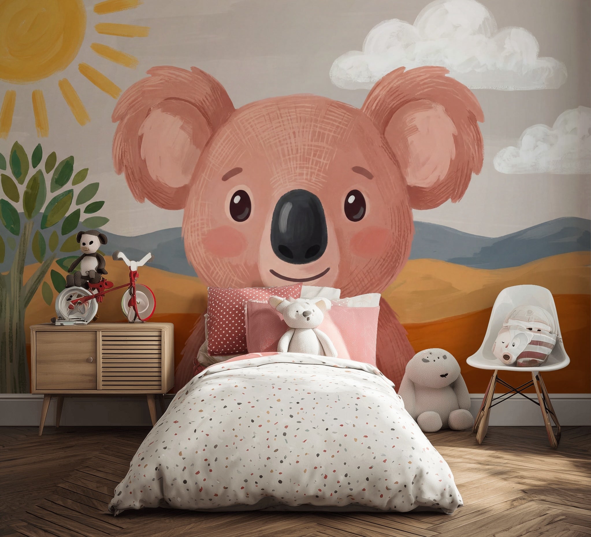 Sevimli Koalalı Poster Duvar Kağıdı Pastel Çocuk Odası Duvar Resmi
