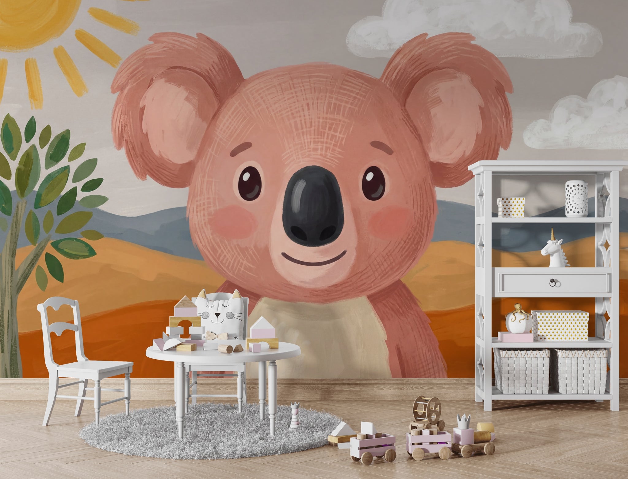 Sevimli Koalalı Poster Duvar Kağıdı Pastel Çocuk Odası Duvar Resmi