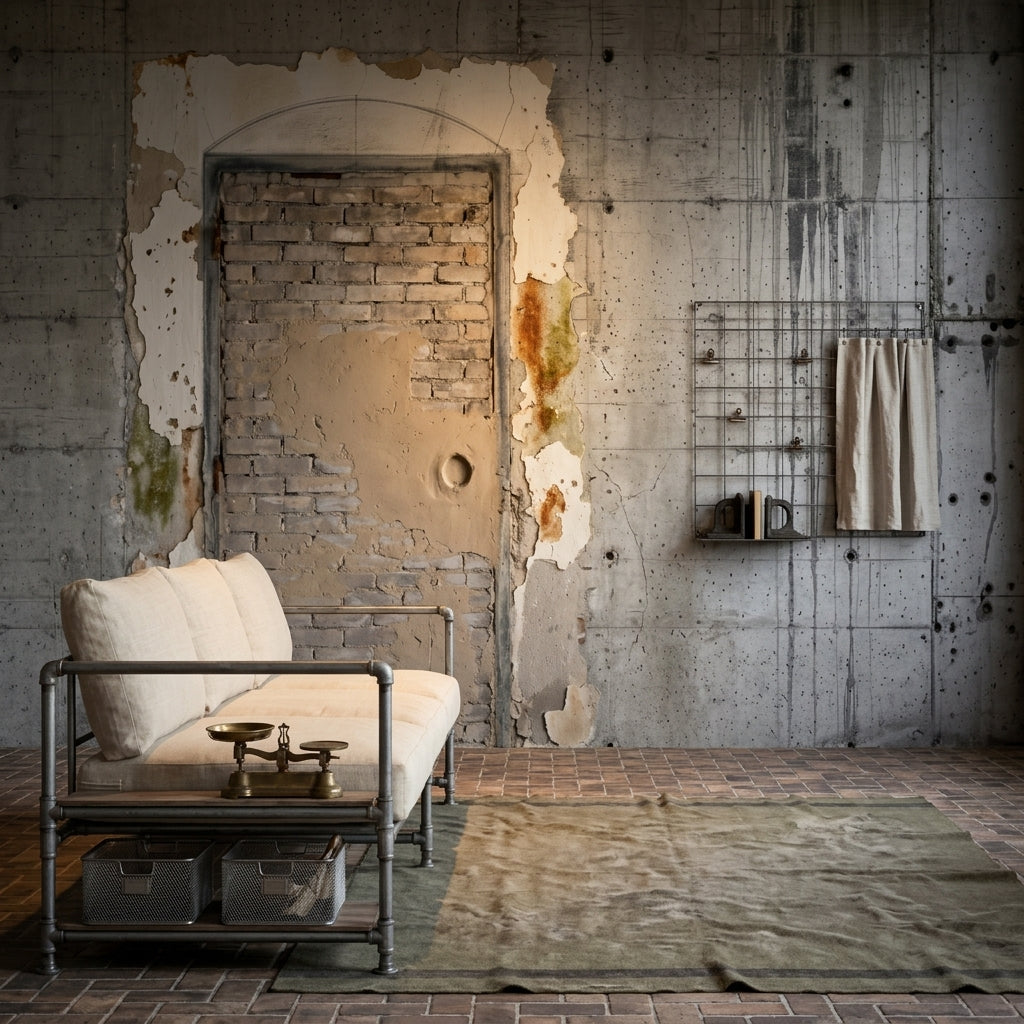 Endüstriyel Beton Duvar Poster Duvar Kağıdı Gri Loft Salon